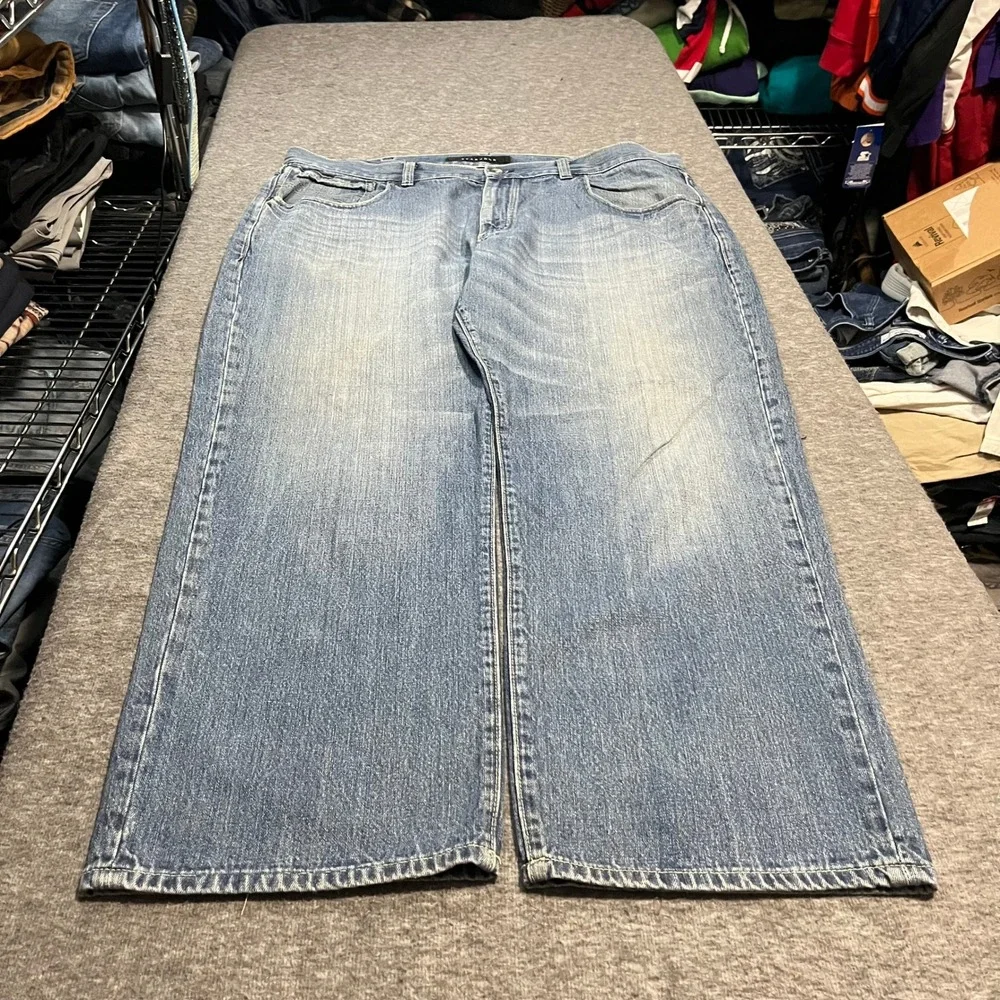 Sean John Baggy Y2K Jeans Mens 42x32 Light Wash Wide Leg Denim Streetwear Hip Ho